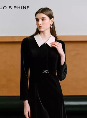 【舒心】MOJO AVENUE莫佐2025冬新款法式优雅丝绒连衣裙
