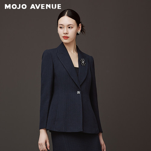 朗姿/MOJO AVENUE莫佐2025秋冬新品智感女士西装外套藏蓝显