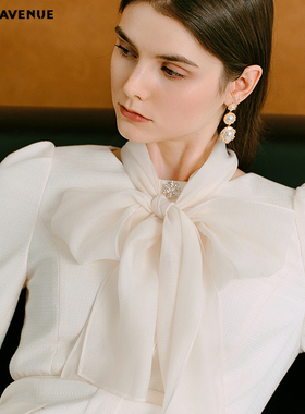 MOJO AVENUE莫佐2025冬新款法式千金感连衣裙女优雅飘带领高级感