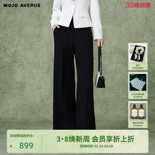 朗姿/【爆款】MOJO AVENUE莫佐休闲直筒裤通勤显瘦百搭黑色裤子女