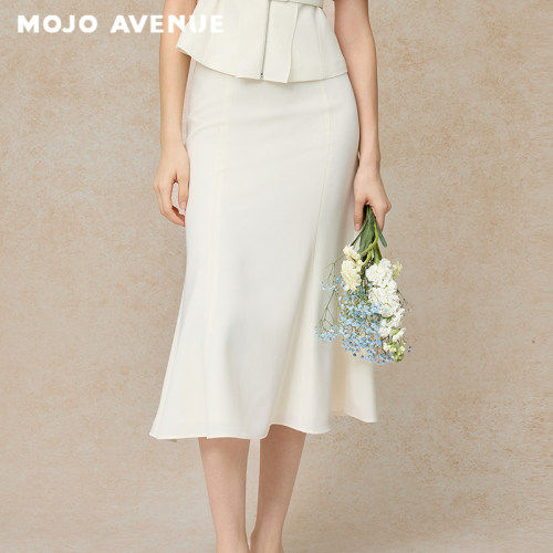 朗姿/MOJO莫佐2026夏新品高腰修身鱼尾裙百搭显瘦千金温柔法式裙
