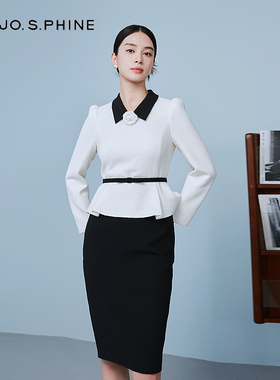 MOJO AVENUE莫佐2025冬新款法式假两件千金风连衣裙女秋冬黑白撞