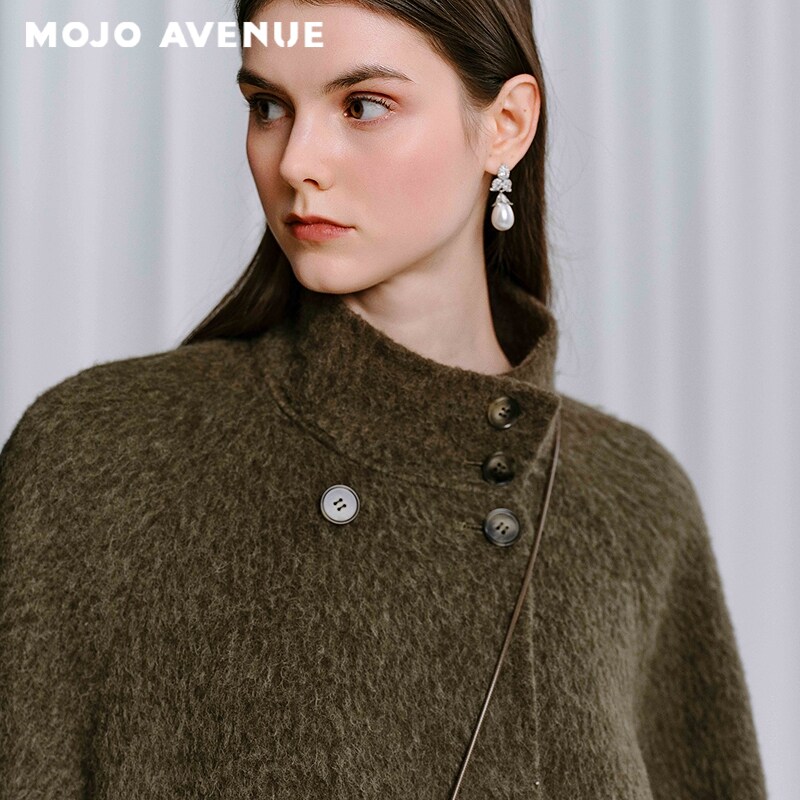 朗姿/MOJO AVENUE莫佐高智感气质羊毛大衣女秋冬烟管领时髦通勤中