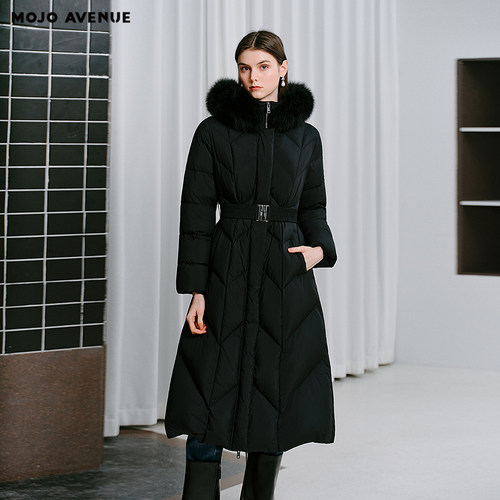 朗姿/MOJO AVENUE莫佐2025冬新款轻奢长款羽绒服女设计感毛领收腰