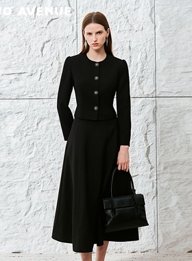 朗姿/MOJO AVENUE莫佐2026春新品千金风优雅端庄外套女圆领收腰上