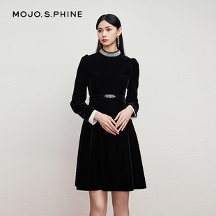 朗姿集团MOJO莫佐Agehara皇室天鹅绒巴洛克丝绒连衣裙2024新款 轻