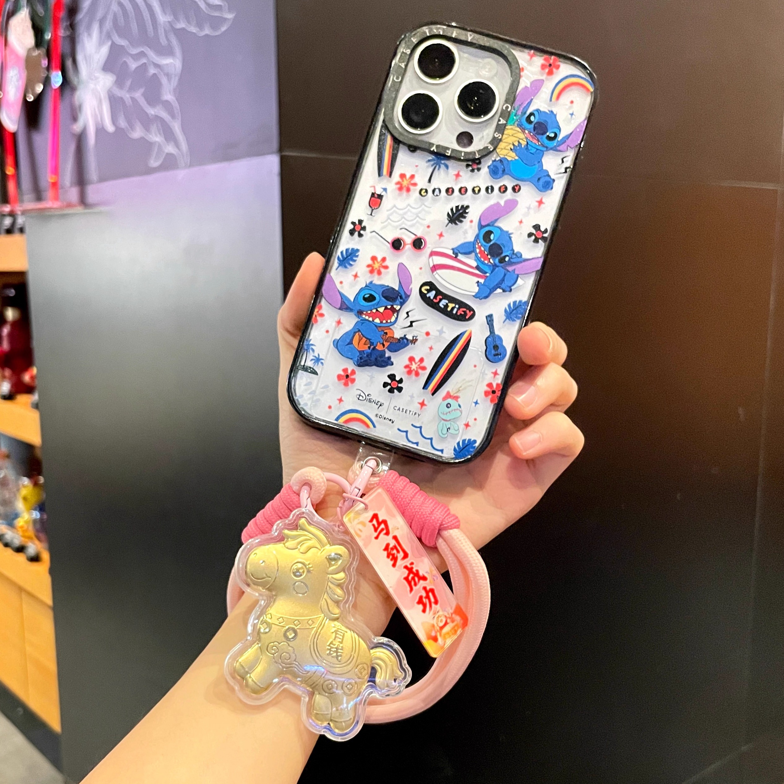 网红金色塑箔马上有钱手机链礼物