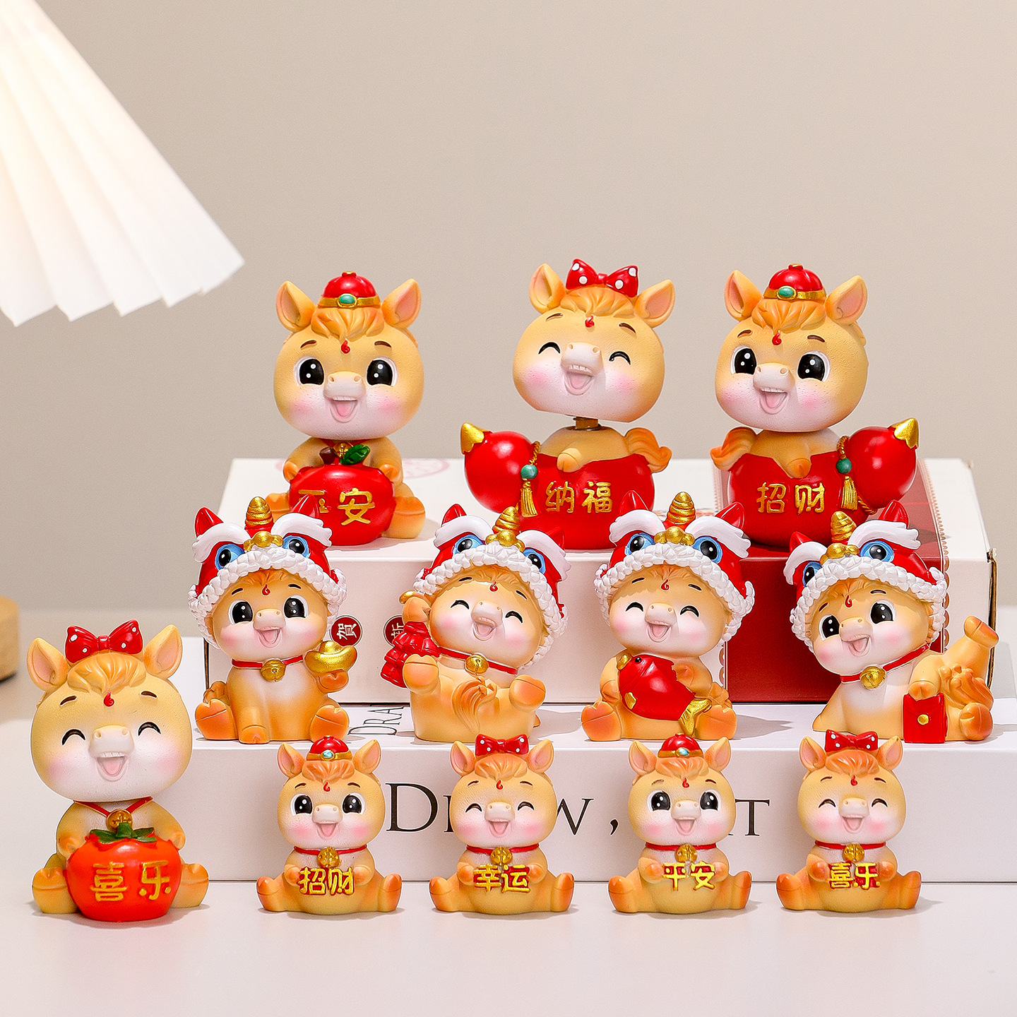 2026国潮醒狮小马新年纳福小摆件