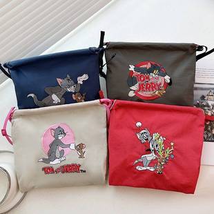 日本代购ballchain新款可爱刺绣拉链斜挎小包包女秋款mini手机包