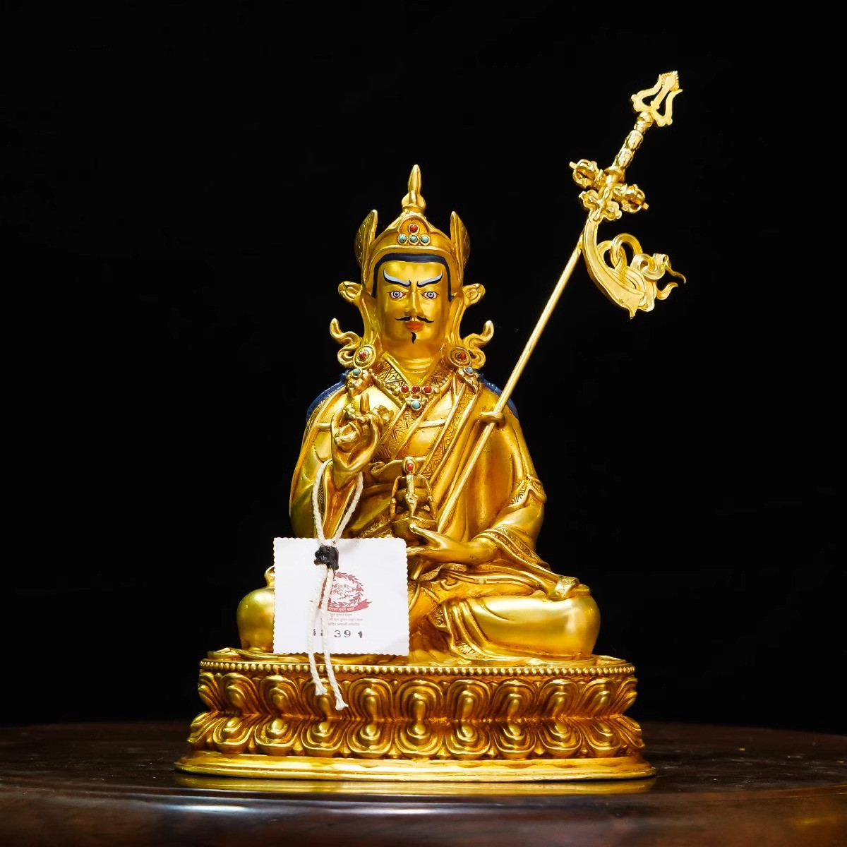 藏传纯铜七寸莲花生大士佛像