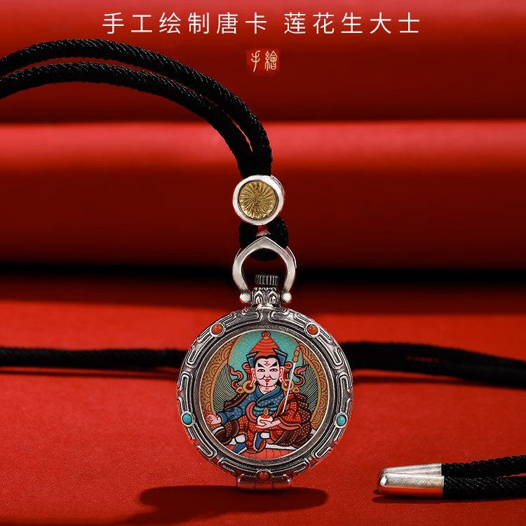 S925纯银镀金唐卡莲花生大士