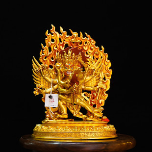 藏传纯铜佛像护法普巴金刚像家用供佛摆件精品仿古鎏金铜像