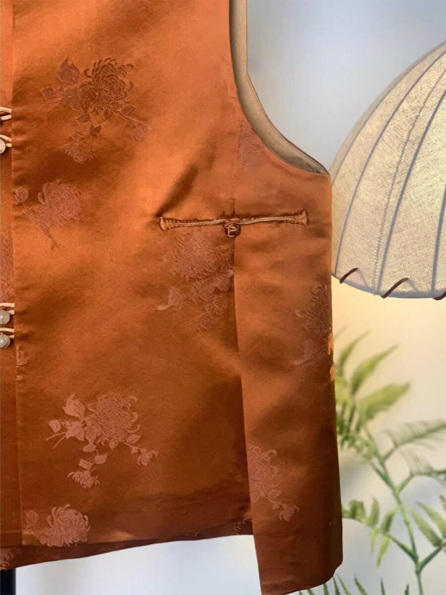 NEW CHINESE WOMENS CLOTHING IMPROVED TANG COSTUME VEST SUMMER EUROPEAN GOODS LIGHT NATIONAL STYLE RETRO BUCKLE SATIN SHOULDER GOWN TOP