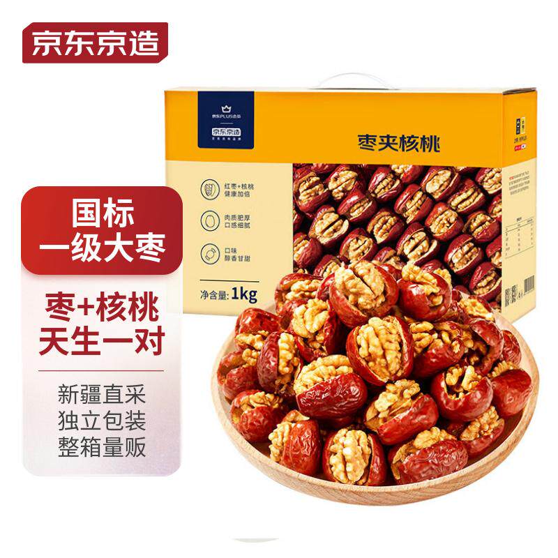 京东京造X京东PLUS会员联名款 每日枣夹核桃1000g 即食免洗骏枣怎么看?