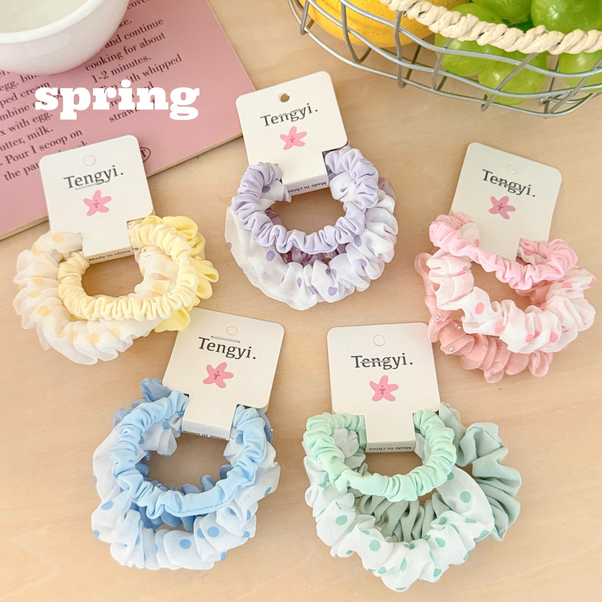 学生礼物糖果色小肠圈组合套装彩色发绳韩系皮筋奶油头绳布艺仙气