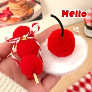 新年红色系新年汉服头饰秋冬儿童喜庆发饰过年氛围感刘海夹毛绒鸭