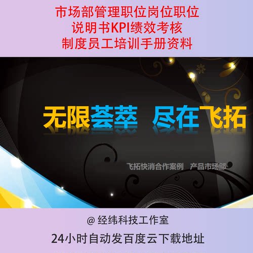 市场部管理职位岗位职位说明书KPI绩效考核制度员工培训手册资料