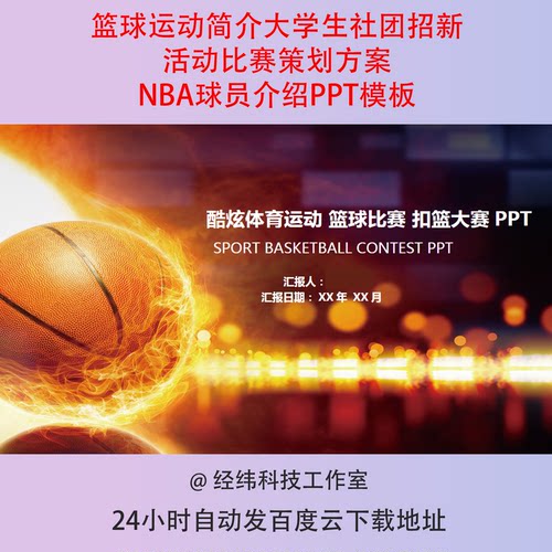 篮球运动简介大学生社团招新活动比赛策划方案NBA球员介绍PPT模板