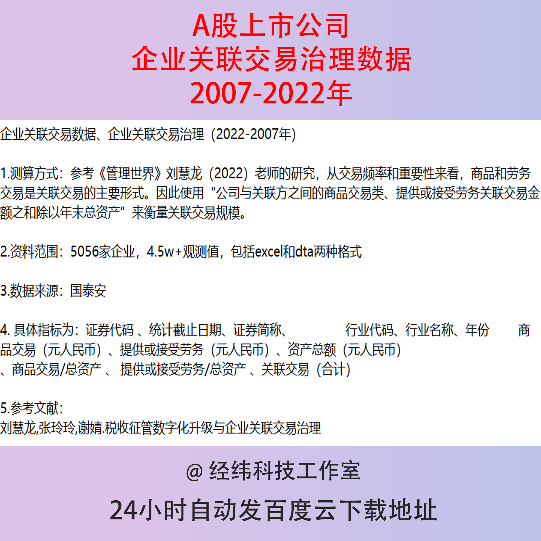 2007-2022年上市公司企业关联交易数据、交易治理excel和dta格式