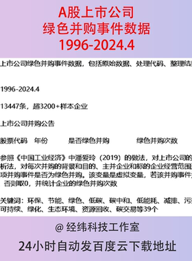 1996-2024年A股上市公司绿色并购事件统计原始数据代码内容分析法