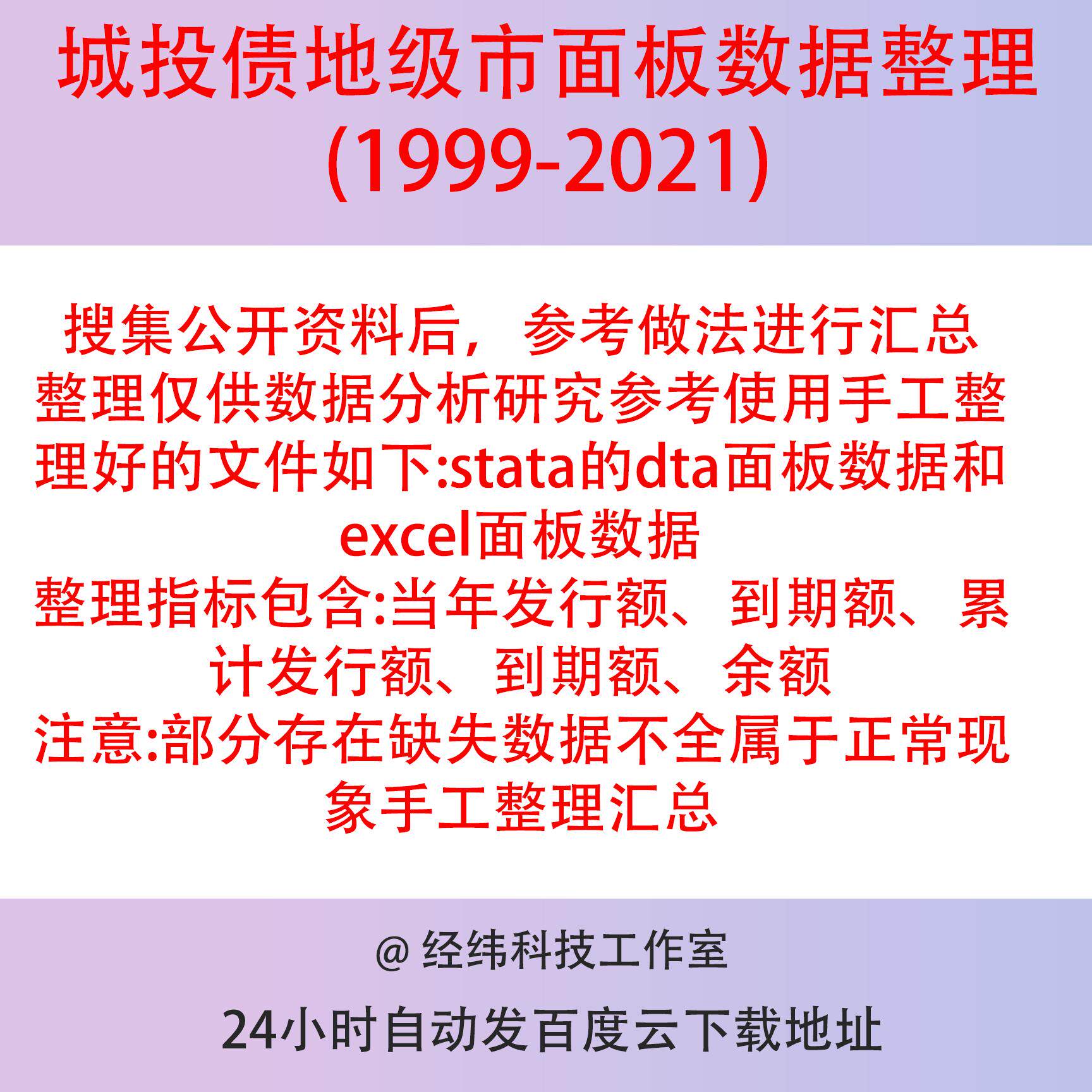城投债地级市面板数据整理2021-1999 发行额累计发行额余额到期额