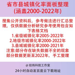 省市县城镇化率面板整理涵盖2022-2000年 excel面板数据整理汇总