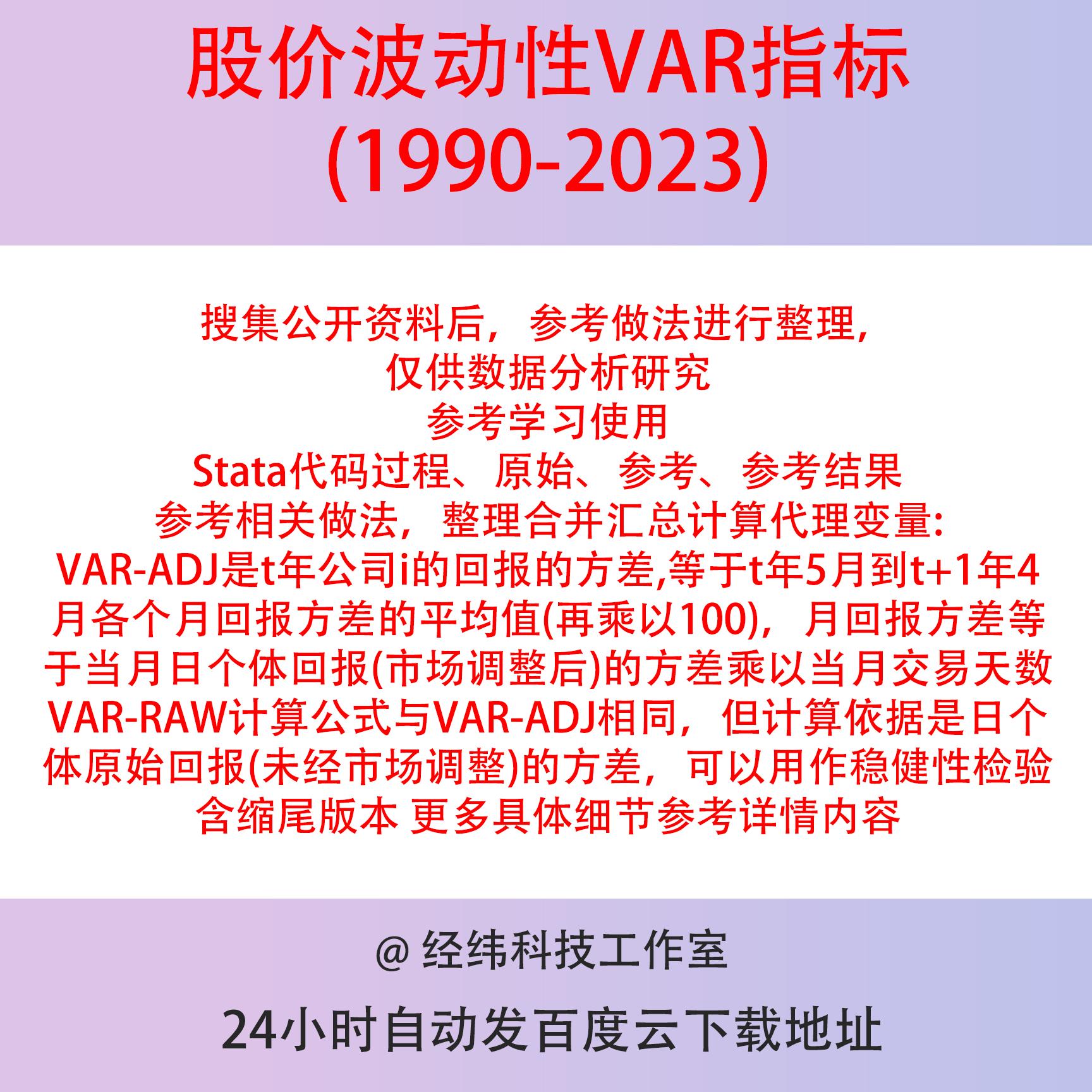 股价波动性VAR计算（1990-2023）Stata 代码过程 VAR-ADJ VAR-RAW