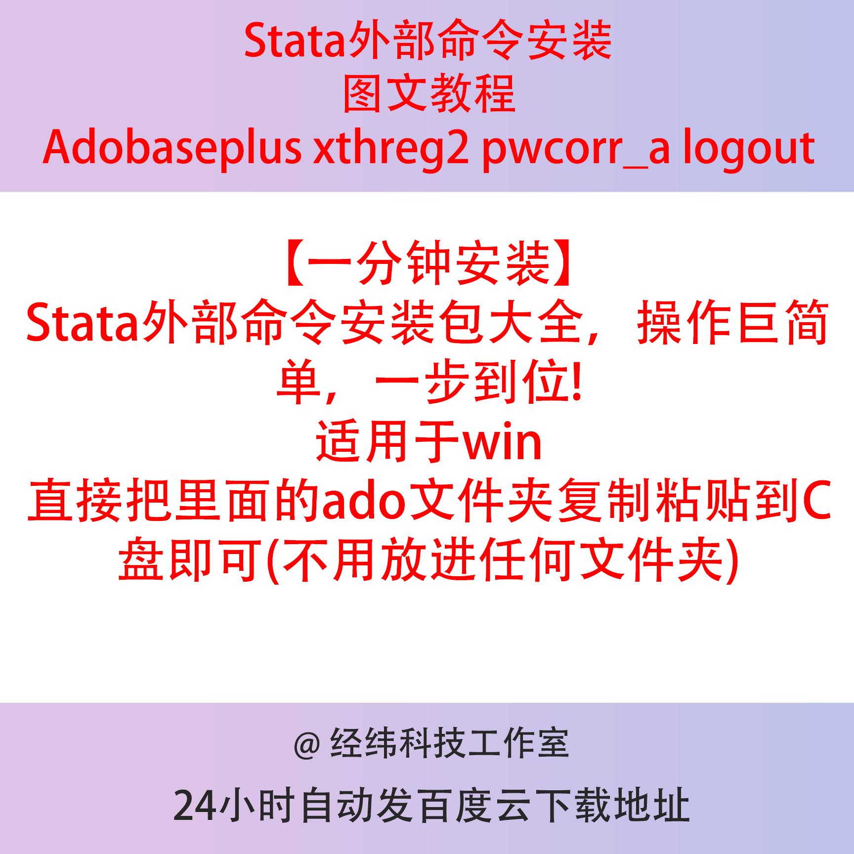 Stata外部命令安装图文教程Adobaseplus xthreg2 pwcorr_a logout