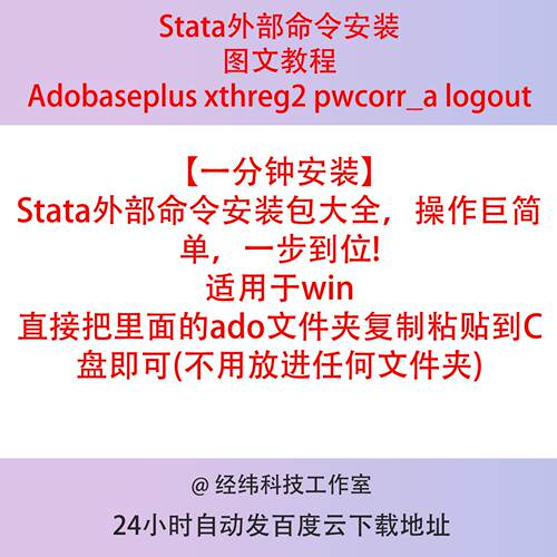 Stata外部命令安装图文教程Adobaseplus xthreg2 pwcorr_a logout