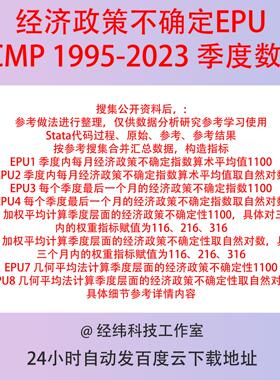年度经济政策不确定性指数EPU1995-2023 SCMP数据整理含Stata代码