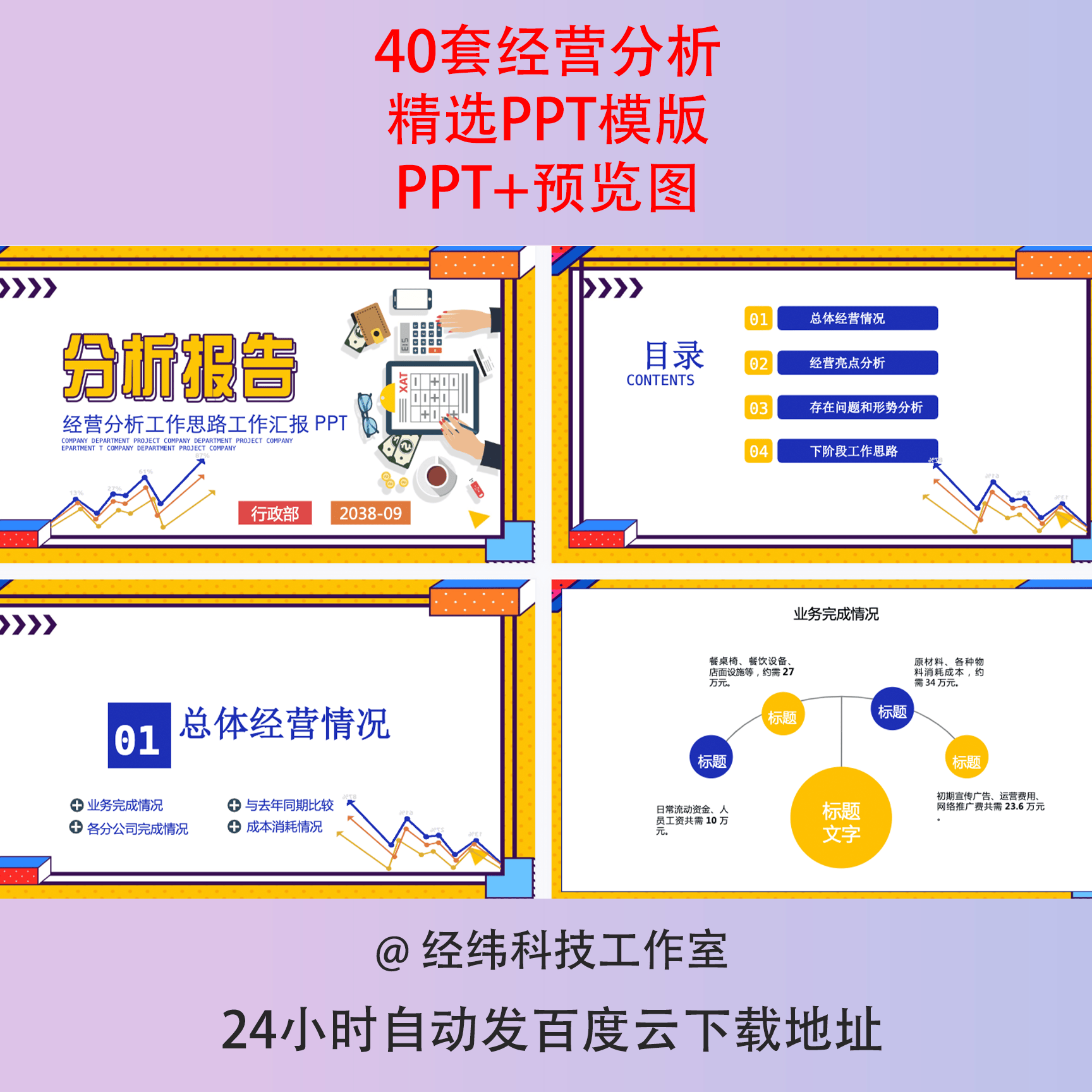 公司经营分析PPT模板企业工作思路整理报告总结年度财务预算管理