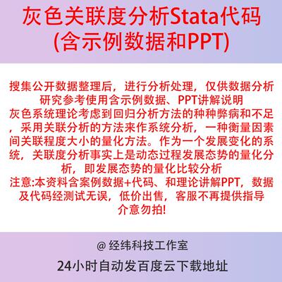 灰色关联度分析Stata代码含示例数据、PPT讲解说明关联度量化分析