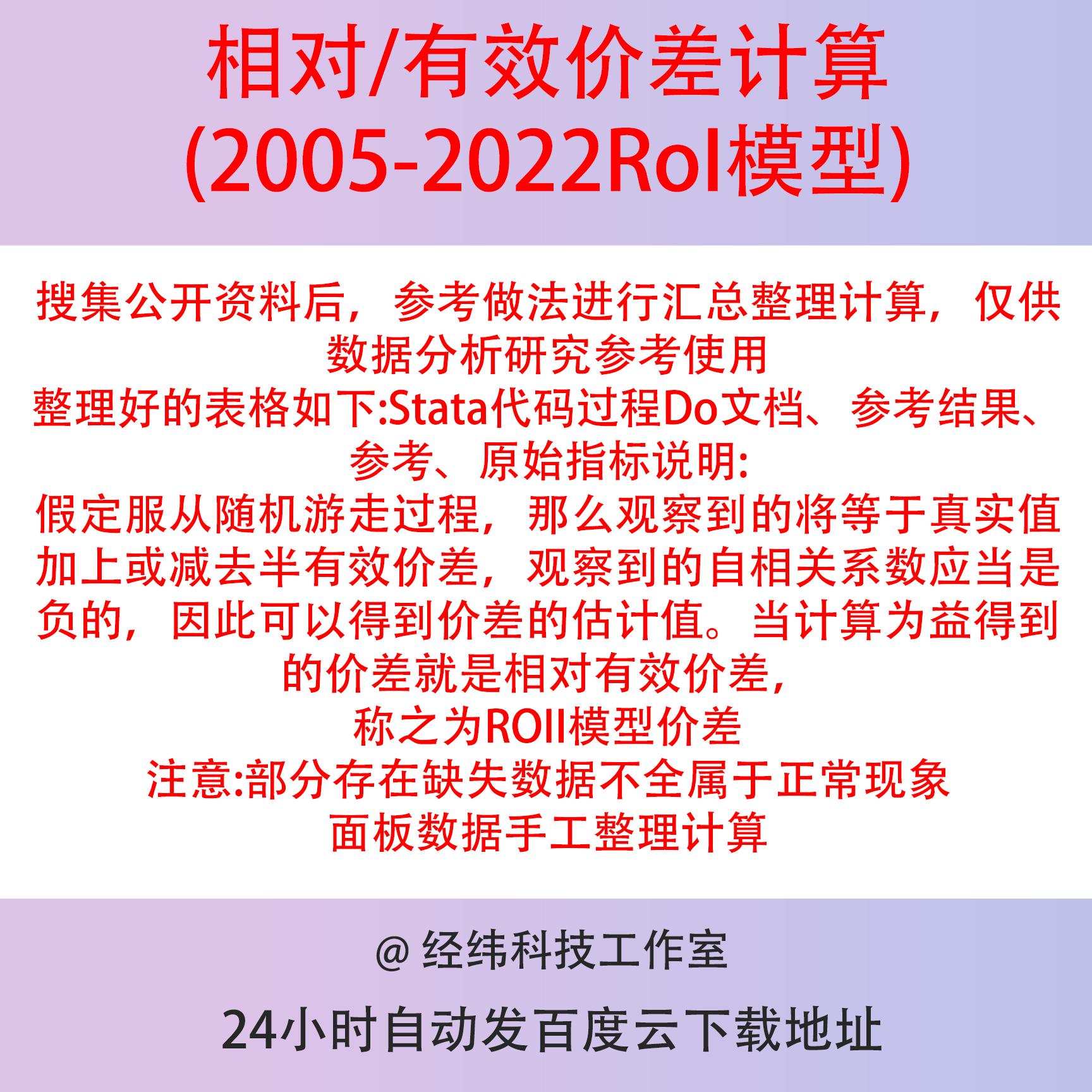 相对/有效价差计算2022-2005Roll模型价差含Stata代码过程 Do文档