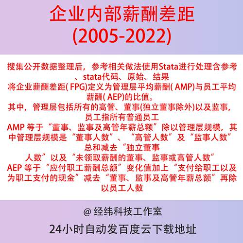 企业内部薪酬差距2022-2005含参考、Stata代码过程do文档、原始
