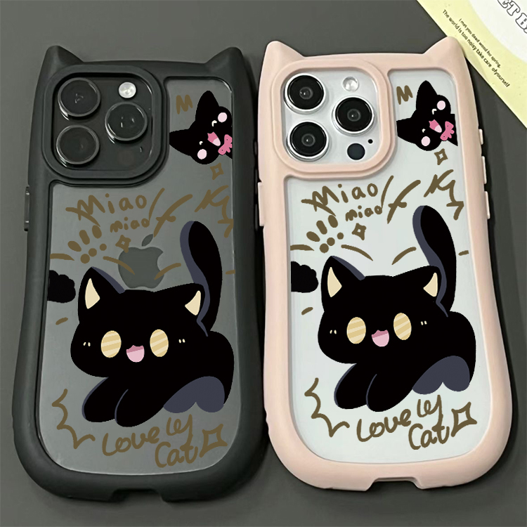 卡通猫咪适用苹果15手机壳iPhone14plus猫耳朵保护套12promax可爱13立体11全包16防摔硅胶套新款可爱透明外壳