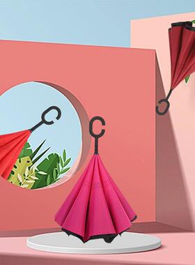 不湿超大双17519层直杆手动告反向伞 雨C型免手车持可站立车载两