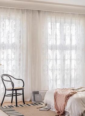 白色蕾丝镂空纱梦法式窗圆纱PCZ客厅卧室幻阳台梦窗帘纱帘玫瑰蕾