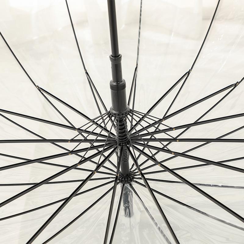 16骨自半动透明伞991 创意伞柄伞 加大直杆雨长伞