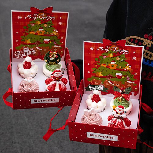2025 Christmas Cake Decor Box Tree Bear Dessert Gift Box