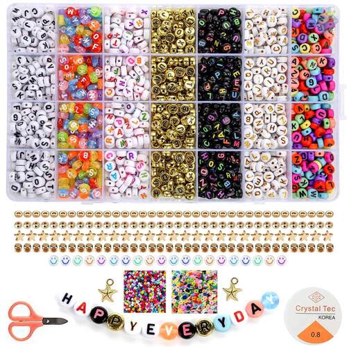 1400pcs Mixed Letter Beads for Bracelets Making Kit Acrylic