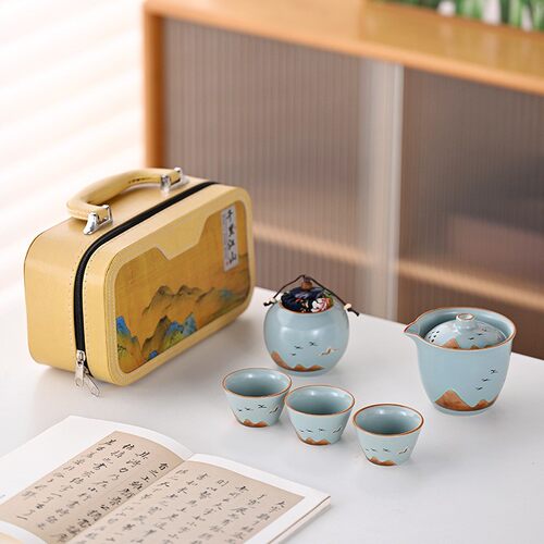 Portable Travel Teaware Set Ru Kiln Ceramic Business Gift