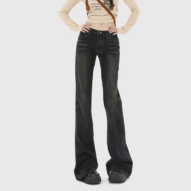 VWU复古微喇牛仔裤拖地喇叭裤