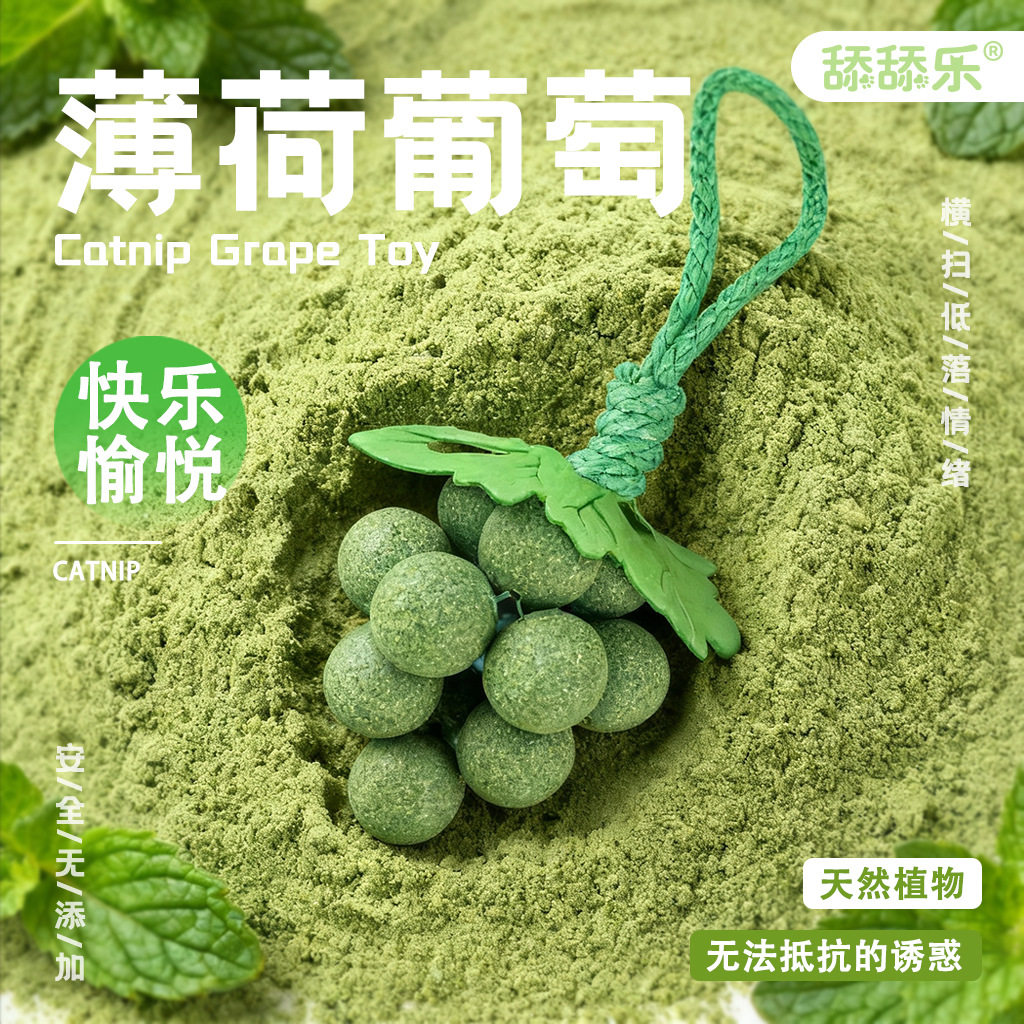 猫薄荷木天蓼舔舔乐玩具 葡萄形磨牙洁齿球 猫咪解闷互动零食耐咬