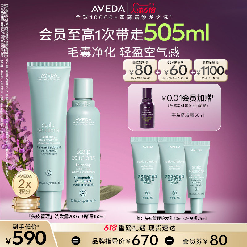 【618现货立抢】Aveda艾梵达头皮管理洗发露+啫喱 小汽泡