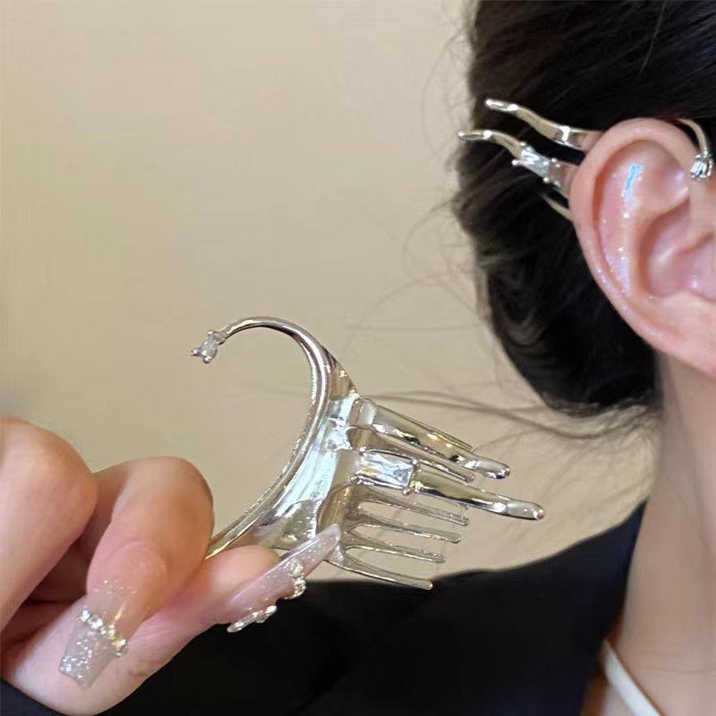精灵撩发耳挂银色怪抓耳后发卡耳饰女超仙挂耳多巴胺耳夹无耳洞精