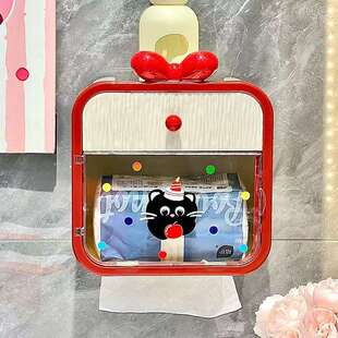 卫生间厕纸盒可爱免打孔抽纸盒壁挂式纸巾盒卷纸防水厕所纸置物架