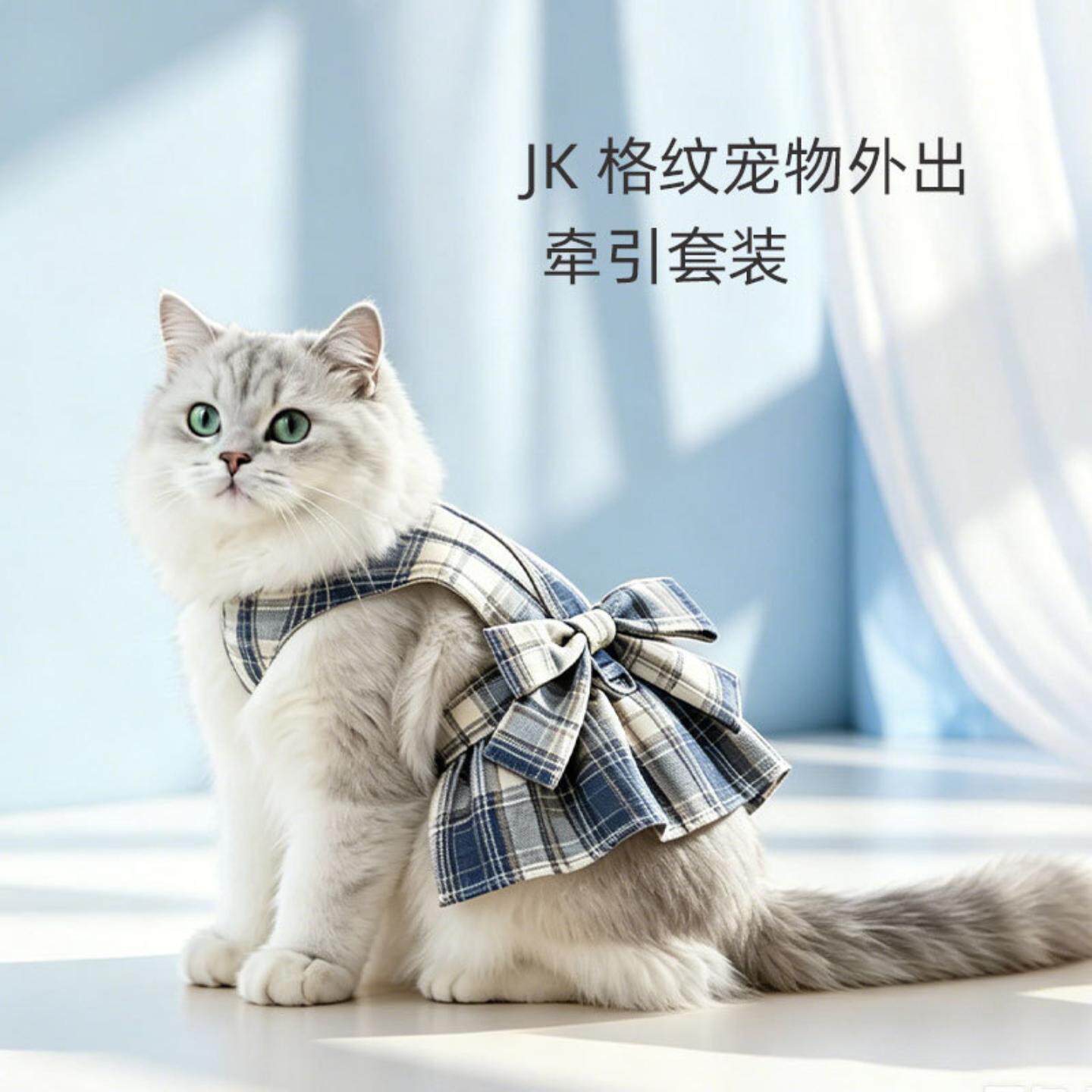 狗狗牵引绳夏季薄款泰迪比熊博美雪纳瑞小型犬jk裙宠物猫咪胸背带