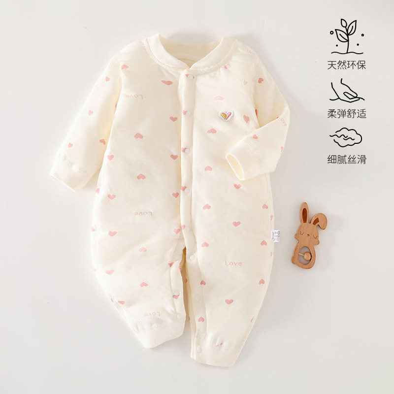 无骨春秋婴儿连体薄棉袄40g新生儿棉服0-12个月宝宝哈衣爬服冬