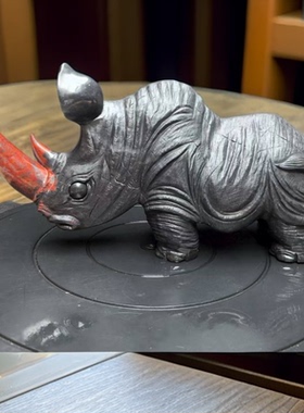 鸿运当头正品正宗桂林鸡血玉手工石头雕刻犀牛办公室客厅玄关摆件