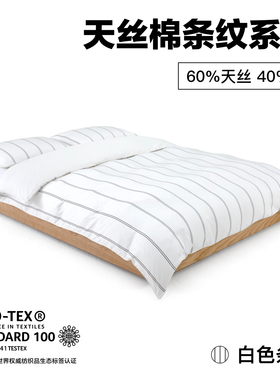 NIGHTOLOGY晚安学天丝棉条纹系列轻奢高级感简约贡缎四件套